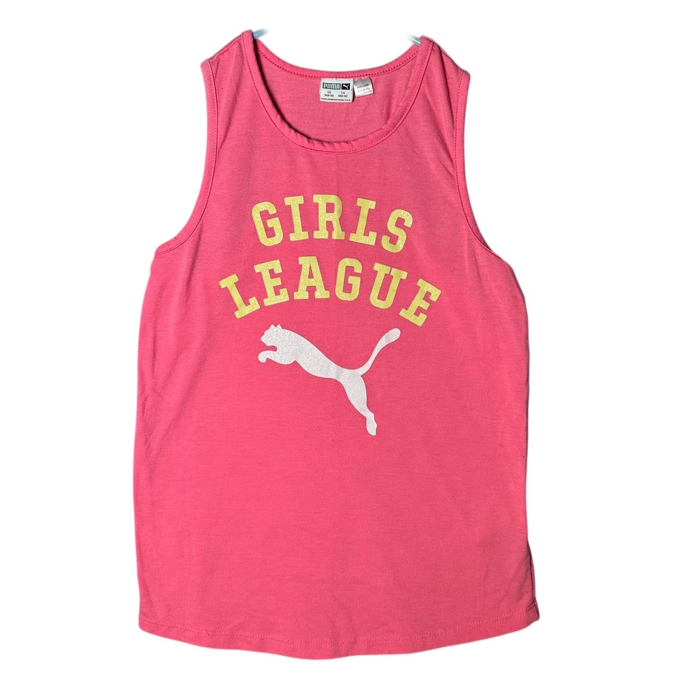 Girls‎ Puma Pink Girls League Tank Top Size M 8 10 Athletic Graphic Racerback